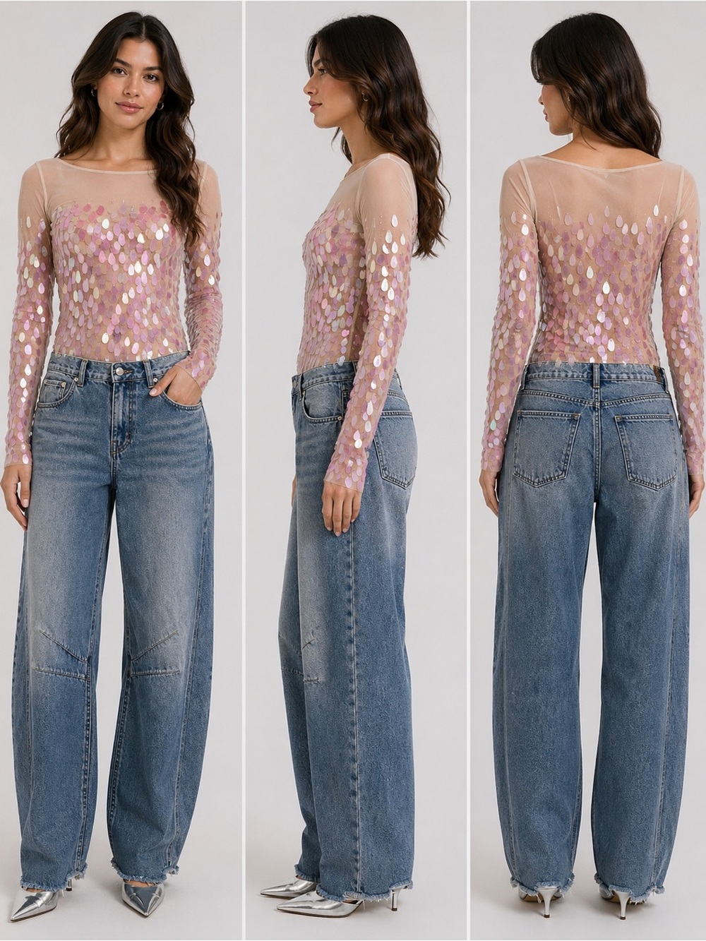 Showpo High Waisted Barrel Leg Jeans Women’s US 8 Vintage Y2K Denim